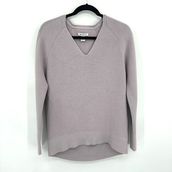 ATHLETA Purple Hanover Merino Wool Blend Knit Oversized V-Neck Sweater Size XS - Picture 4 of 9
